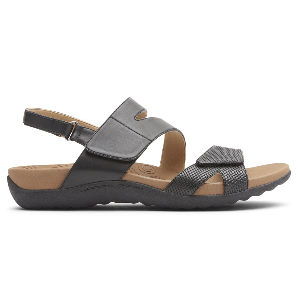 Sandálias Rockport Ridge Adjustable Asymmetrical Senhora - Pretas ( 091-ODSCQN )